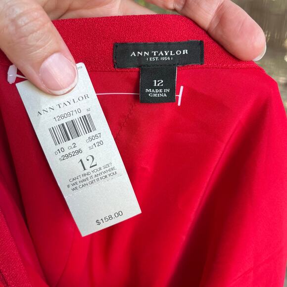 Ann Taylor Women's Red One Shoulder Side Pleated Cocktail Dress Size 12. NEW - Picture 7 of 9